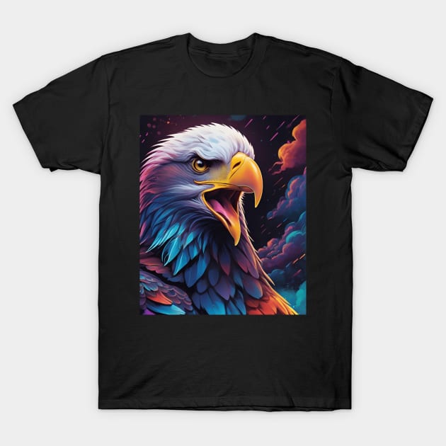 Bald Eagle Head Multi-Colored T-Shirt by Rossie Designs